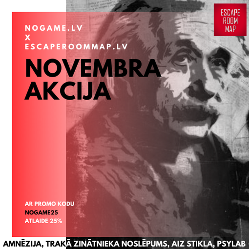 Visu novembri 25% atlaide uz NoGAME istabām